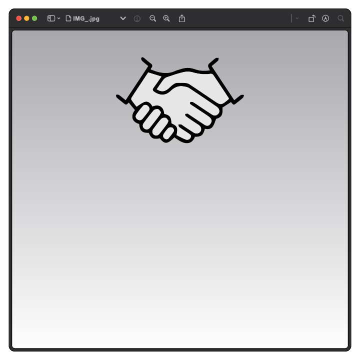 Icon of two hands shaking against a gray background.