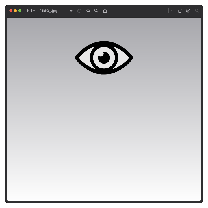 Illustration of a black eye icon centered on a gray gradient background displayed in a computer window interface.