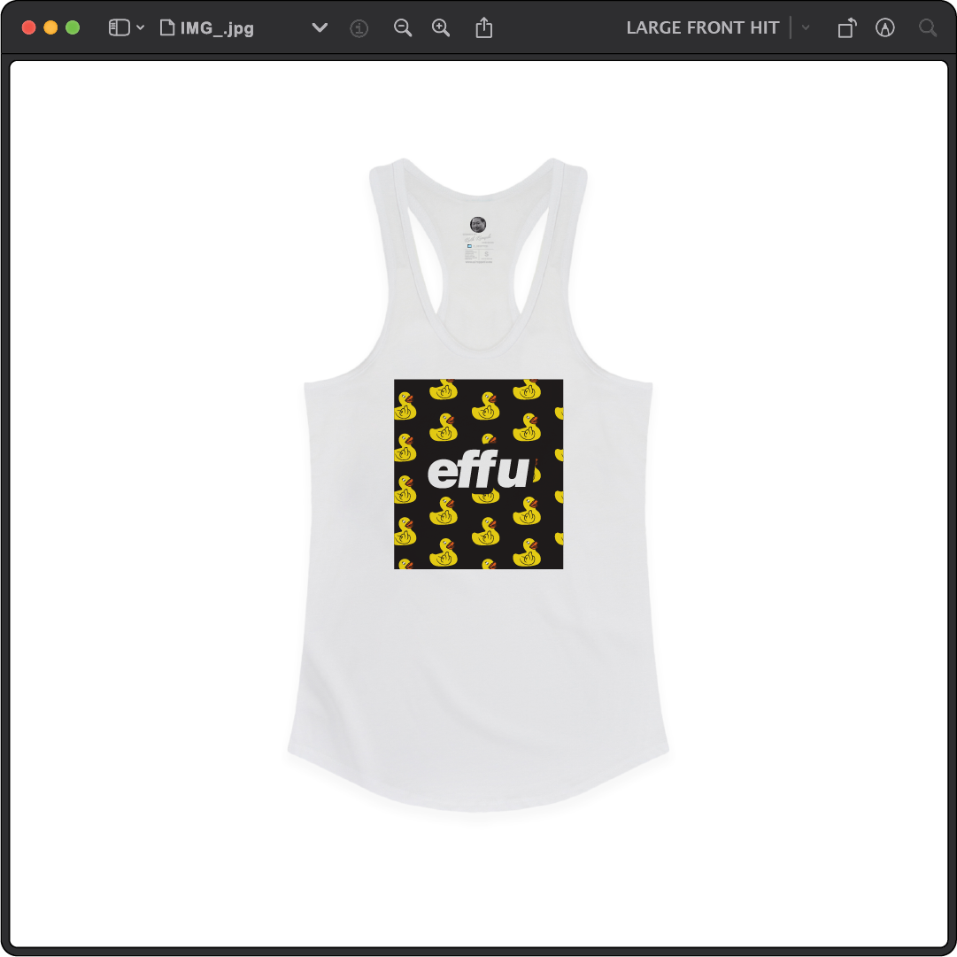 Z_DROPPED - Womens - White - effu Racer Back Tank. - By: Keith Kuniyuki