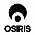 Black and white logo featuring a large circle with a smaller circle beneath it, resembling an eye. The text OSIRIS is written below.