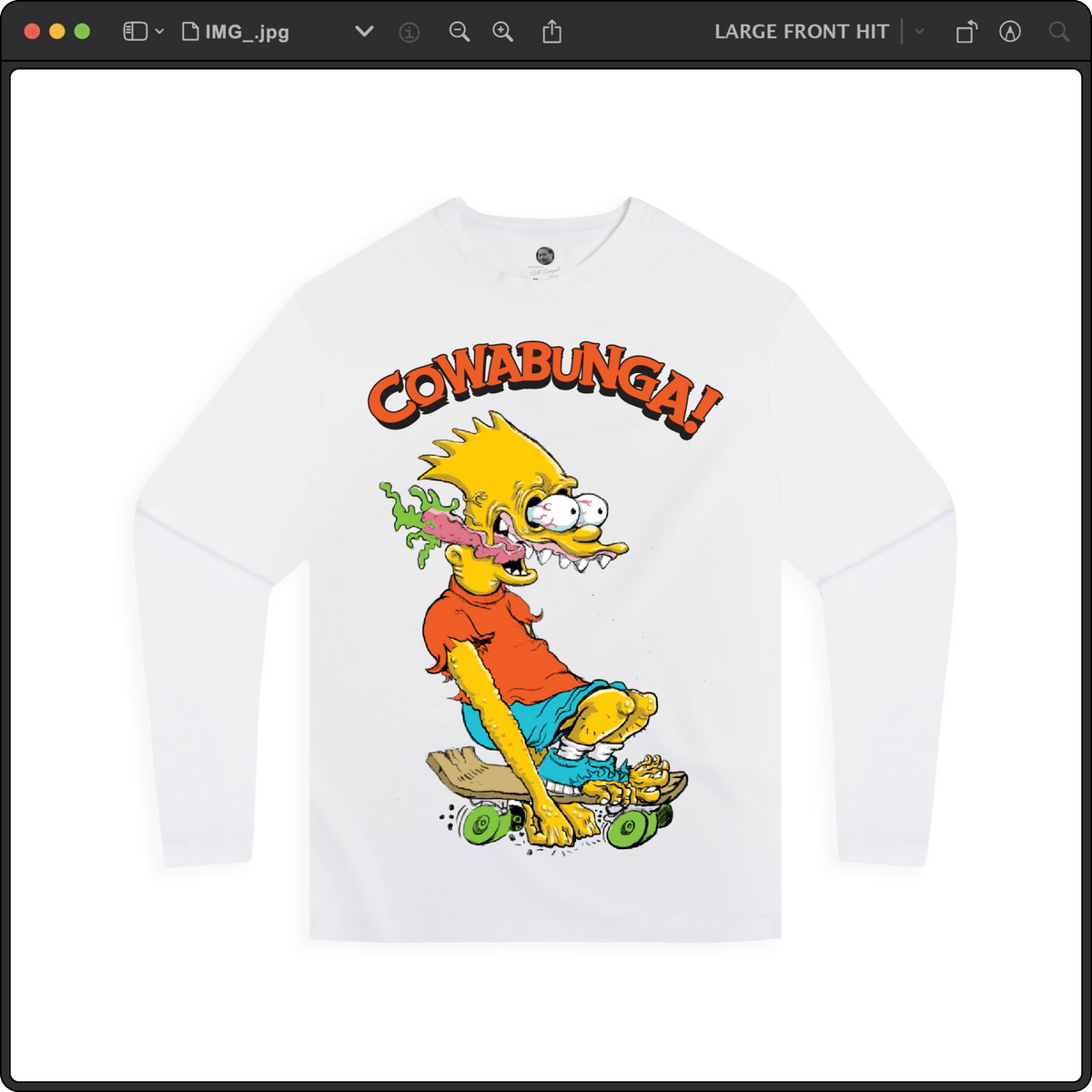 Z_DROPPED - Mens, Unisex - White - Bart Roth Long Sleeve. - By: Keith Kuniyuki