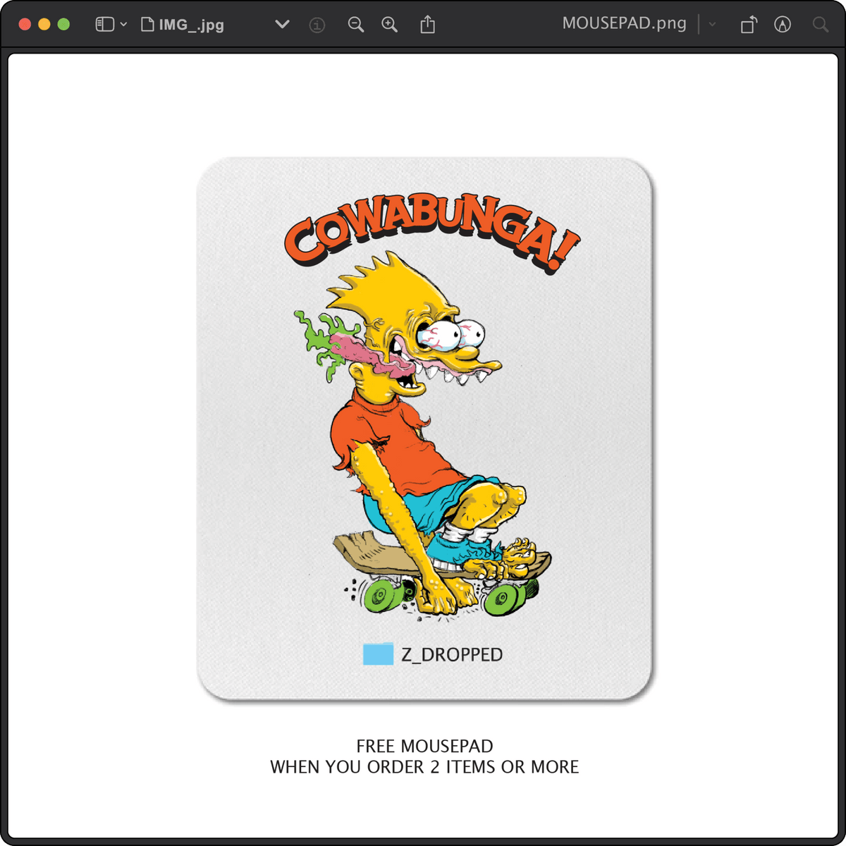 Z_DROPPED - Mens, Unisex, Women - Bart Roth Mousepad. - By: Keith Kuniyuki