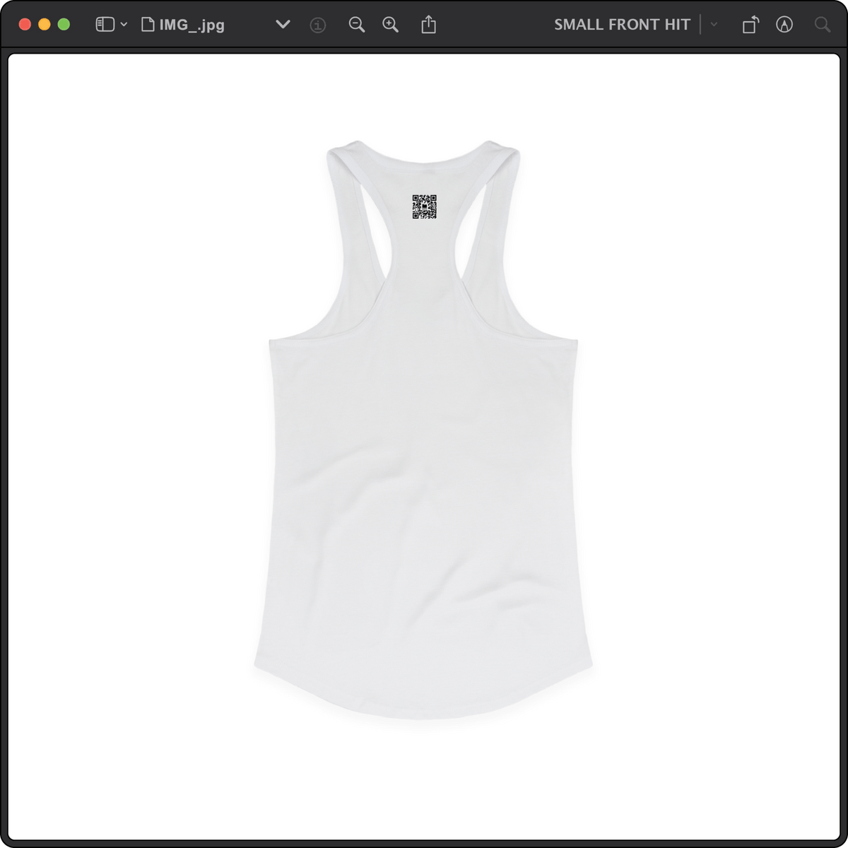 Z_DROPPED - Womens - White - Bart Roth Racer Back Tank. - By: Keith Kuniyuki