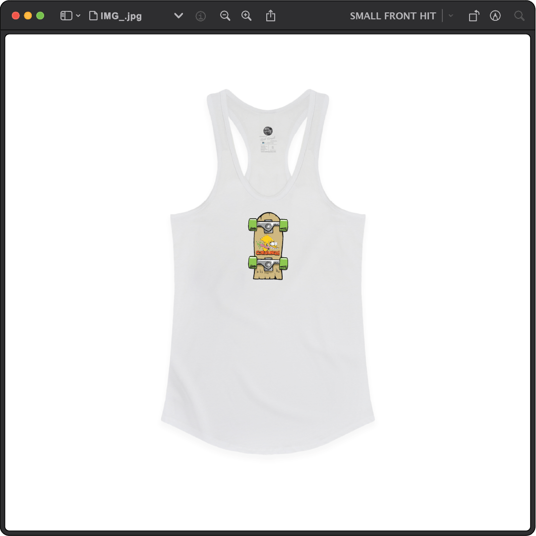 Z_DROPPED - Womens - White - Bart Roth Racer Back Tank. - By: Keith Kuniyuki