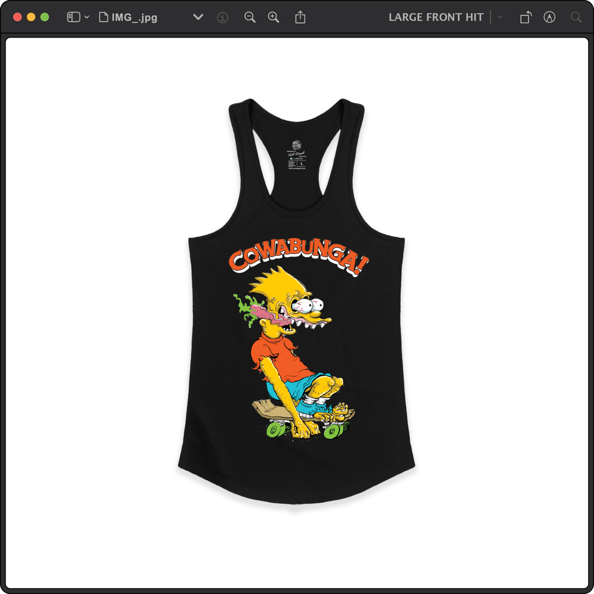 Z_DROPPED - Womens - Black - Bart Roth Racer Back Tank. - By: Keith Kuniyuki