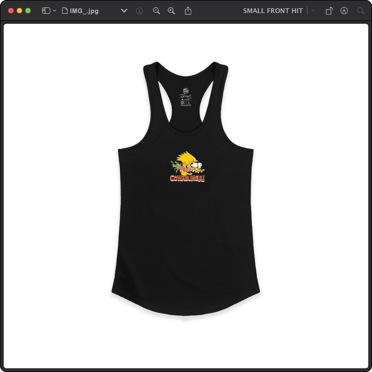 Z_DROPPED - Womens - Black - Bart Roth Racer Back Tank. - By: Keith Kuniyuki