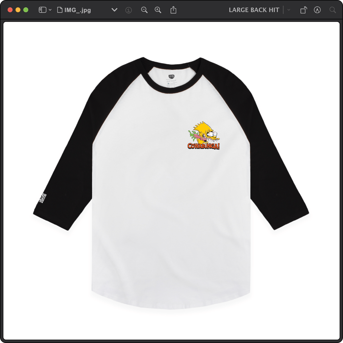 Z_DROPPED - Mens, Unisex - White / Black - Bart Roth Raglan. - By: Keith Kuniyuki