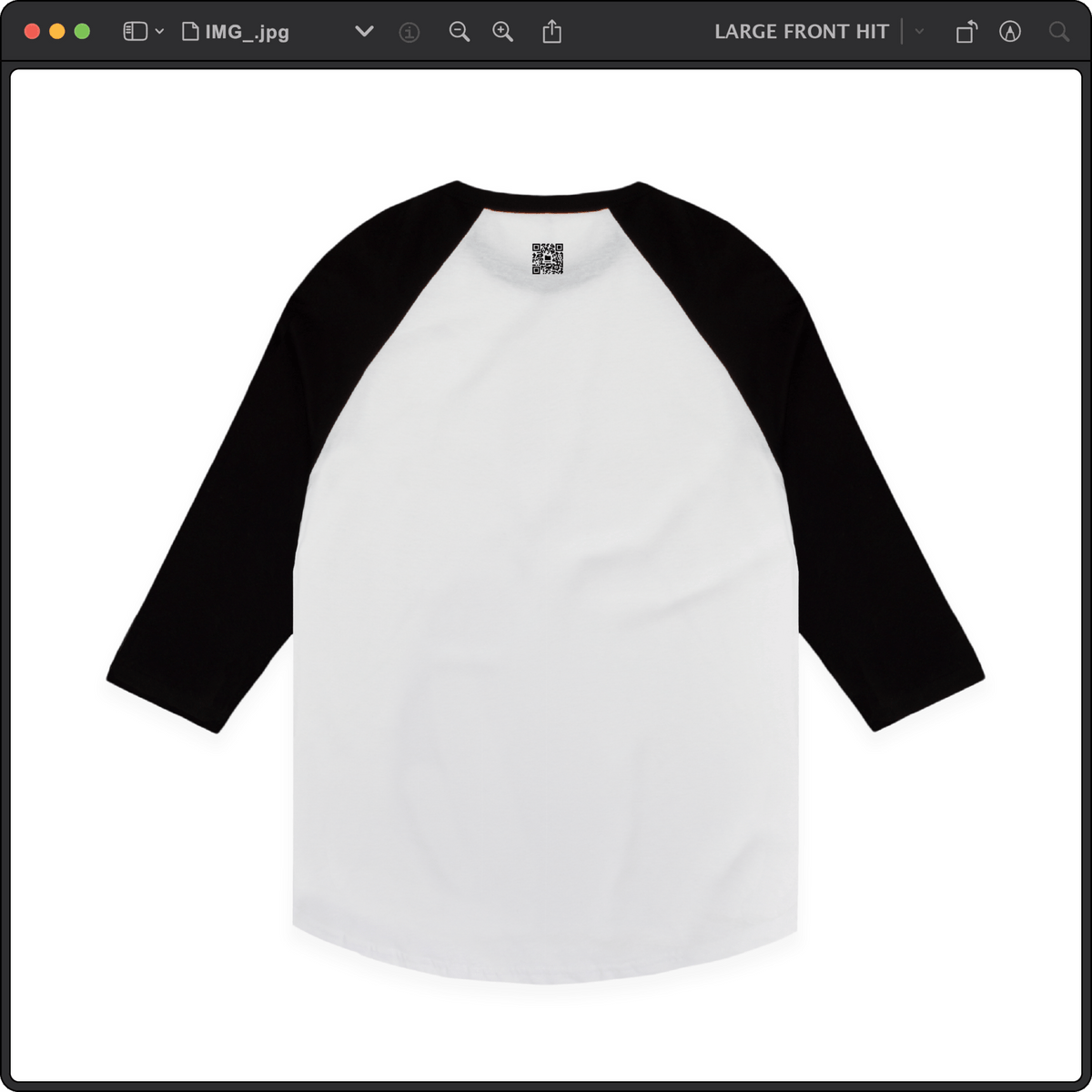 Z_DROPPED - Mens, Unisex - White / Black - Bart Roth Raglan. - By: Keith Kuniyuki