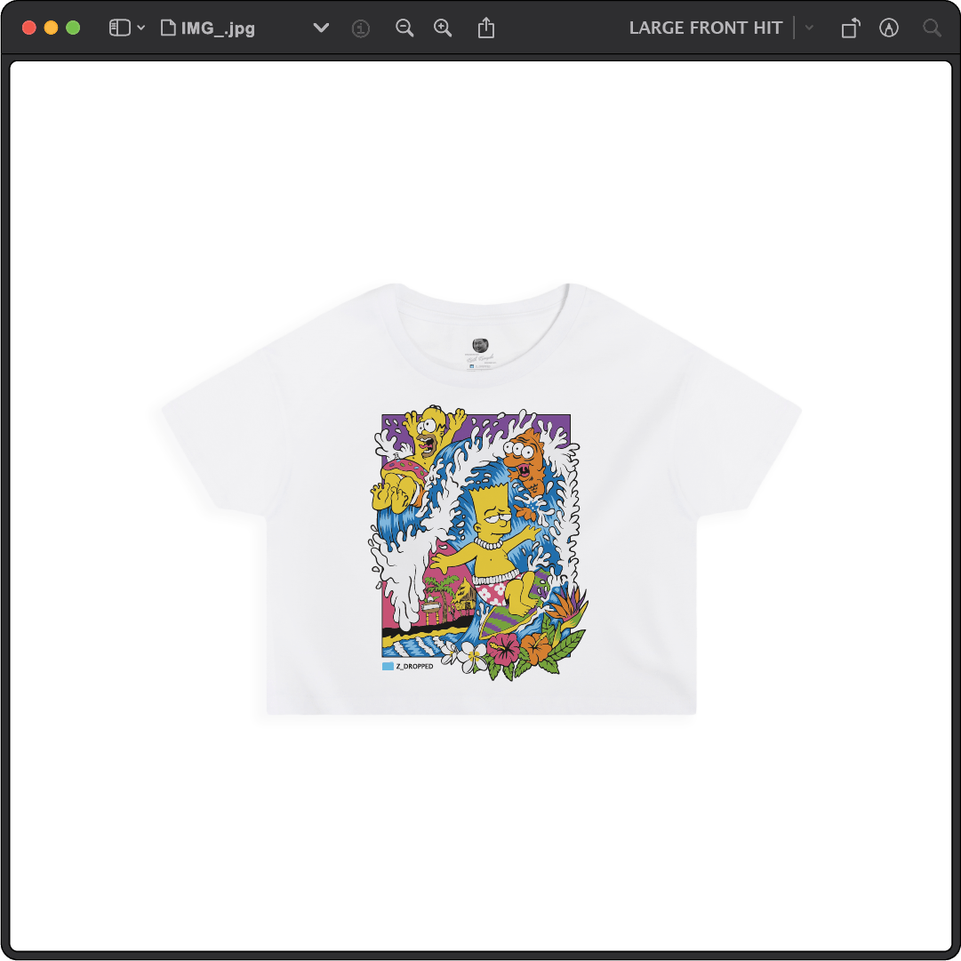 Z_DROPPED - Womens - White - Bartsunami Crop Top. - By: Keith Kuniyuki