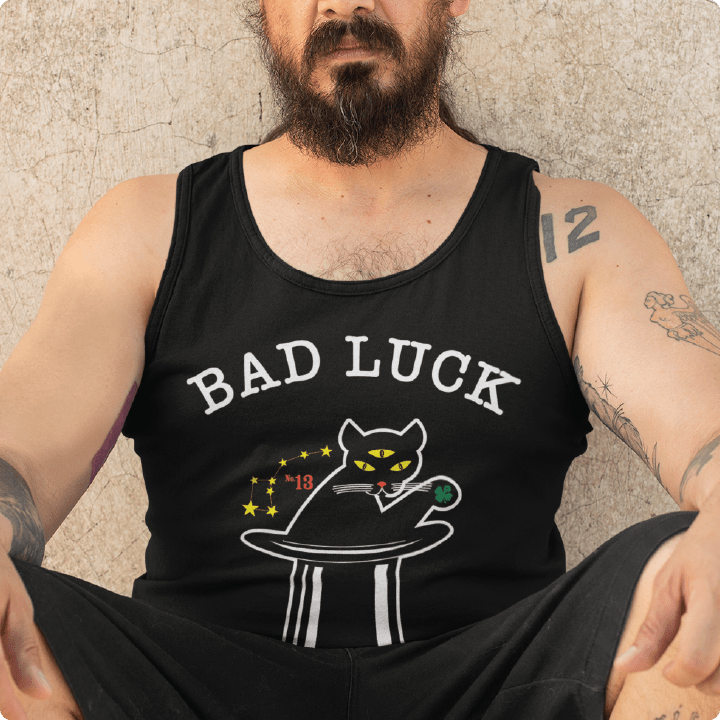 Z_DROPPED - Mens, Unisex - Black - Black Cat Tank Top. - By: Zed Ropped