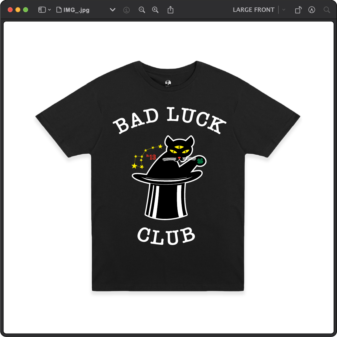 Z_DROPPED - Mens, Unisex - Black - Black Cat Tee. - By: Zed Ropped