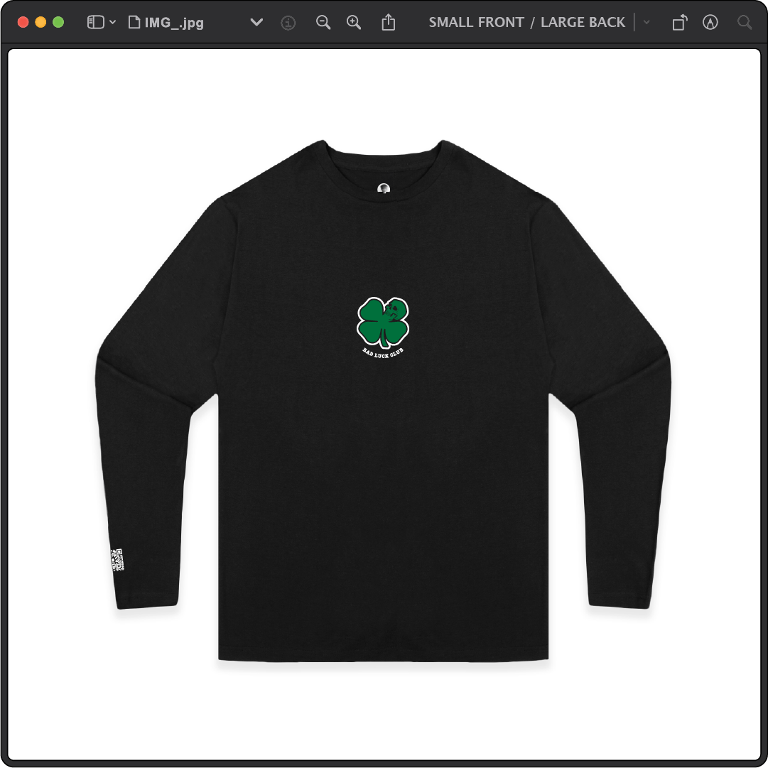 Z_DROPPED - Mens, Unisex - Black - Death Clover Long Sleeve. - By: Zed Ropped