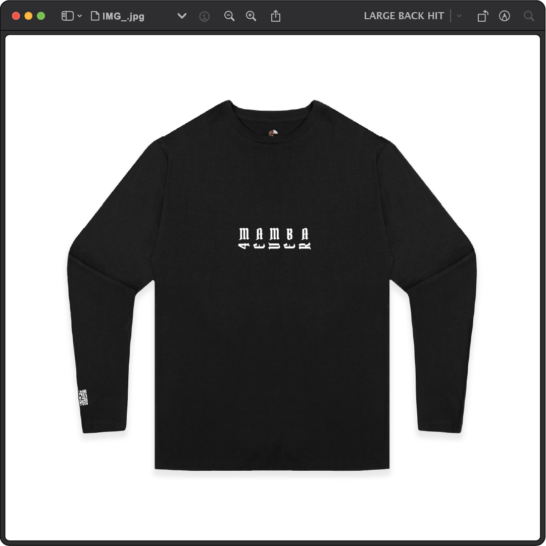 Z_DROPPED - Mens, Unisex - Black - Mamba 8/24 Long Sleeve. - By: Jose Hurtado