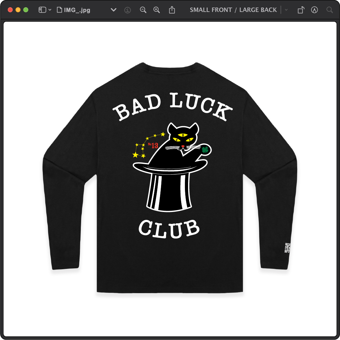 Z_DROPPED - Mens, Unisex, Women - Black - Black Cat Long Sleeve. - By: Zed Ropped