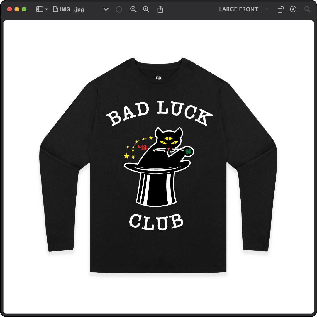 Z_DROPPED - Mens, Unisex, Women - Black - Black Cat Long Sleeve. - By: Zed Ropped