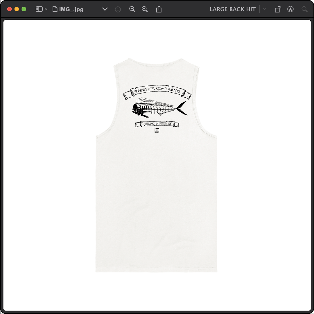 Z_DROPPED - Mens, Unisex - White - Mahi Bones Tank Top. - By: Jose Hurtado