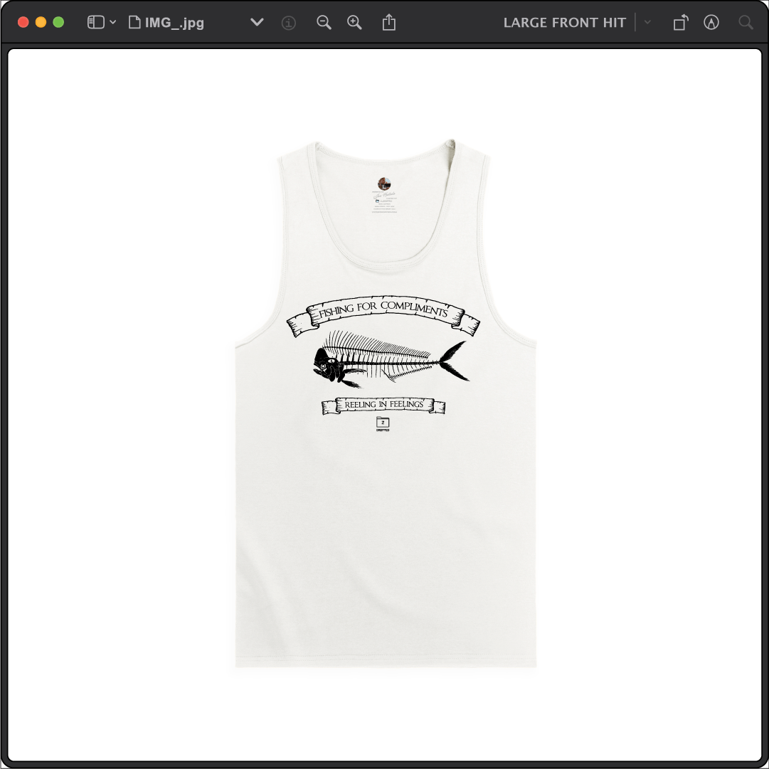 Z_DROPPED - Mens, Unisex - White - Mahi Bones Tank Top. - By: Jose Hurtado