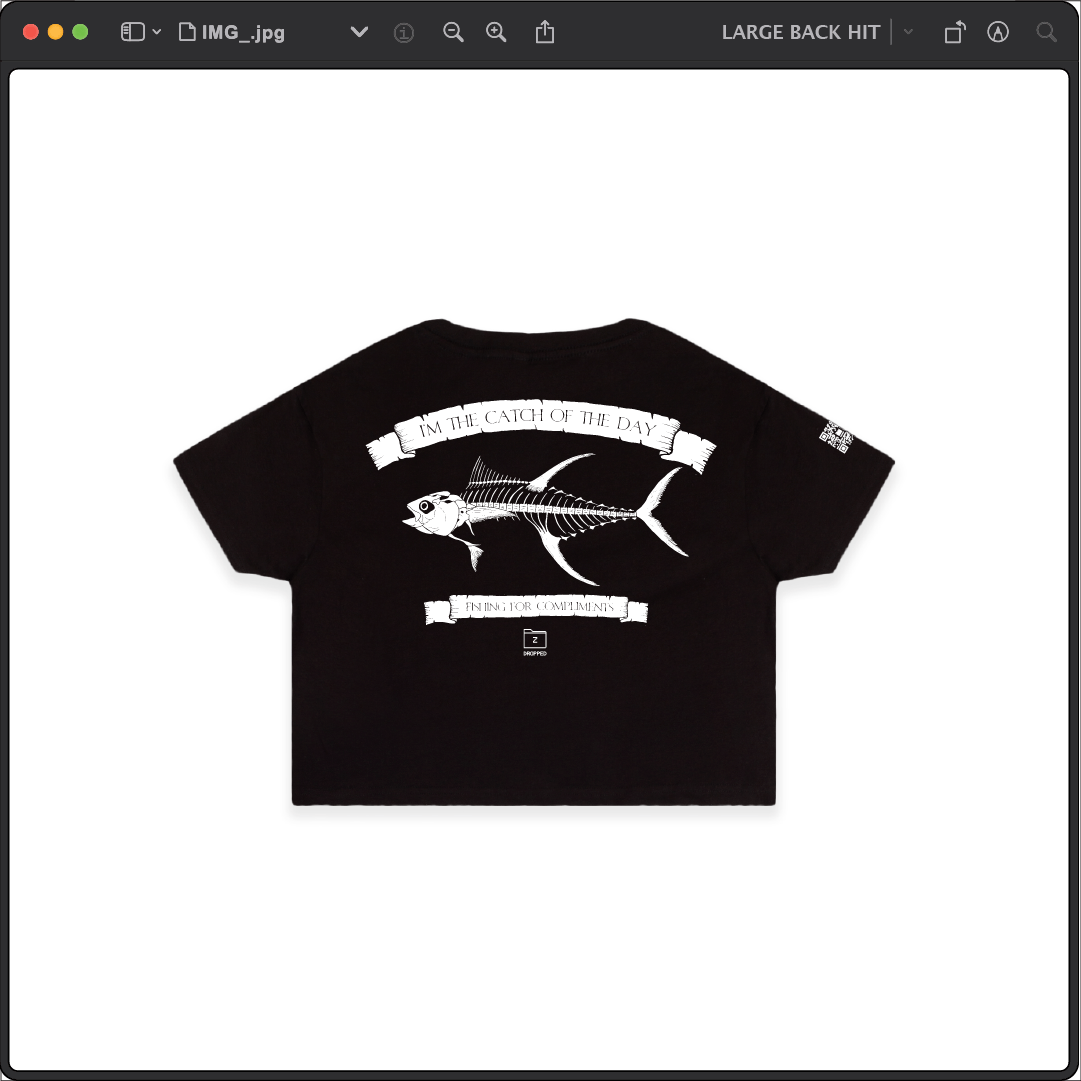 Z_DROPPED - Womens - Black - Tuna Bones Crop Top. - By: Jose Hurtado