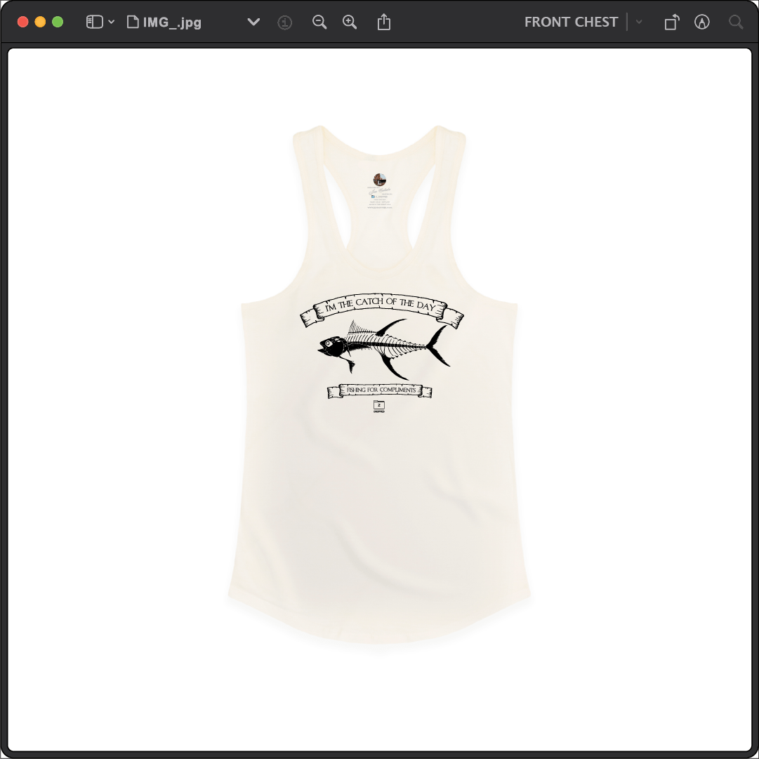 Z_DROPPED - Womens - XS - Tuna Bones Racer Back Tank. - By: Jose Hurtado