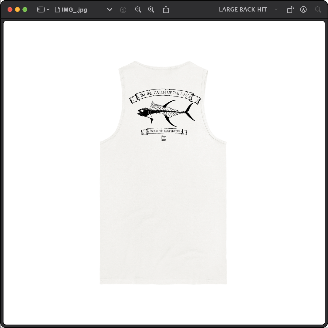 Z_DROPPED - Mens, Unisex - White - Tuna Bones Tank Top. - By: Jose Hurtado