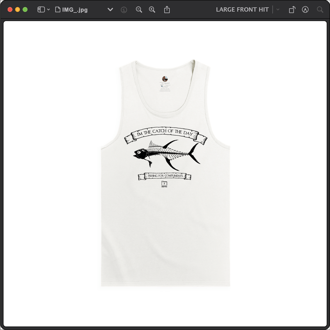 Z_DROPPED - Mens, Unisex - White - Tuna Bones Tank Top. - By: Jose Hurtado