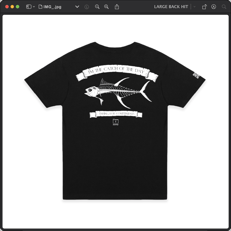 Z_DROPPED - Mens, Unisex - Black - Tuna Bones Tee. - By: Jose Hurtado