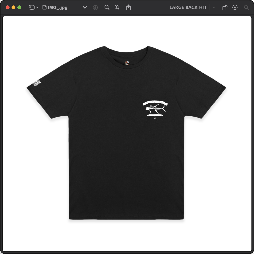 Z_DROPPED - Mens, Unisex - Black - Tuna Bones Tee. - By: Jose Hurtado