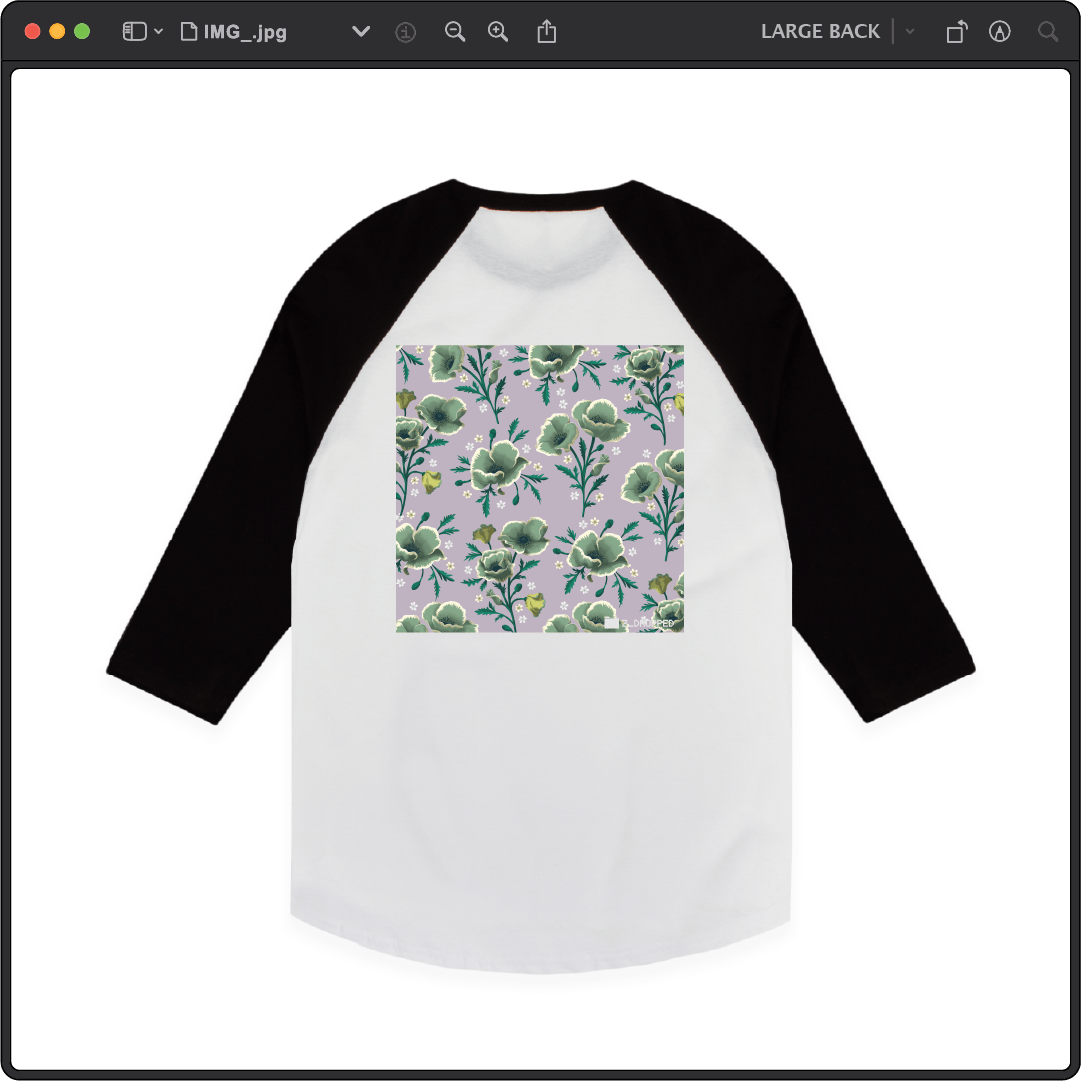 Z_DROPPED - Mens, Unisex - Black / White - Flor De Vida Raglan. - By: Jose Hurtado