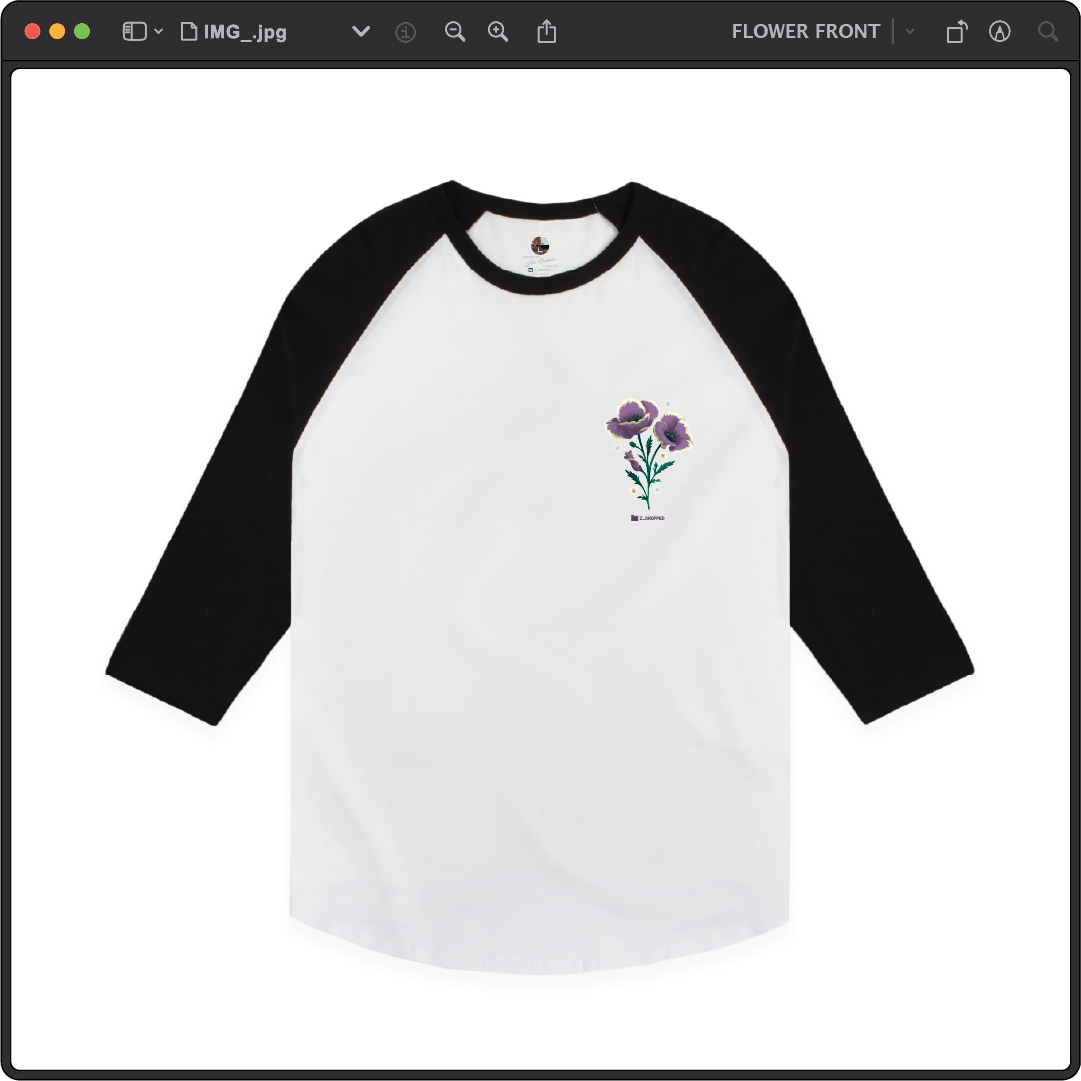 Z_DROPPED - Mens, Unisex - Black / White - Flor De Vida Raglan. - By: Jose Hurtado