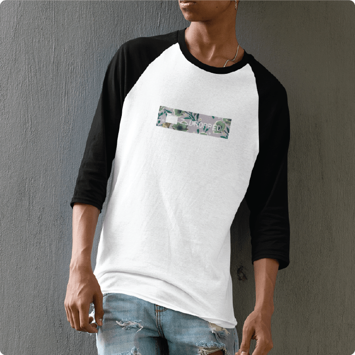 Z_DROPPED - Mens, Unisex - Black / White - Flor De Vida Raglan. - By: Jose Hurtado