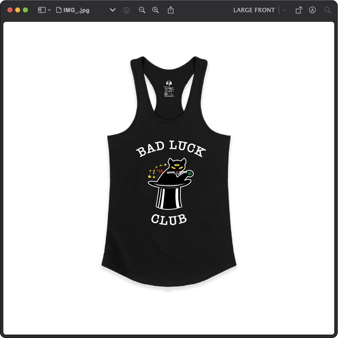 Z_DROPPED - Womens - Black - Black Cat Racer Back Tank. - By: Zed Ropped