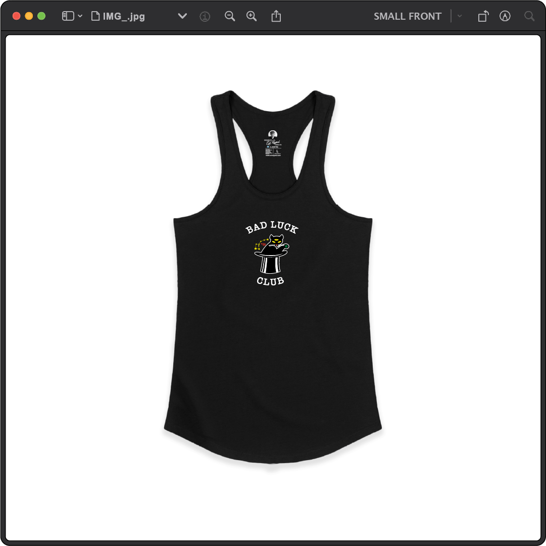 Z_DROPPED - Womens - Black - Black Cat Racer Back Tank. - By: Zed Ropped