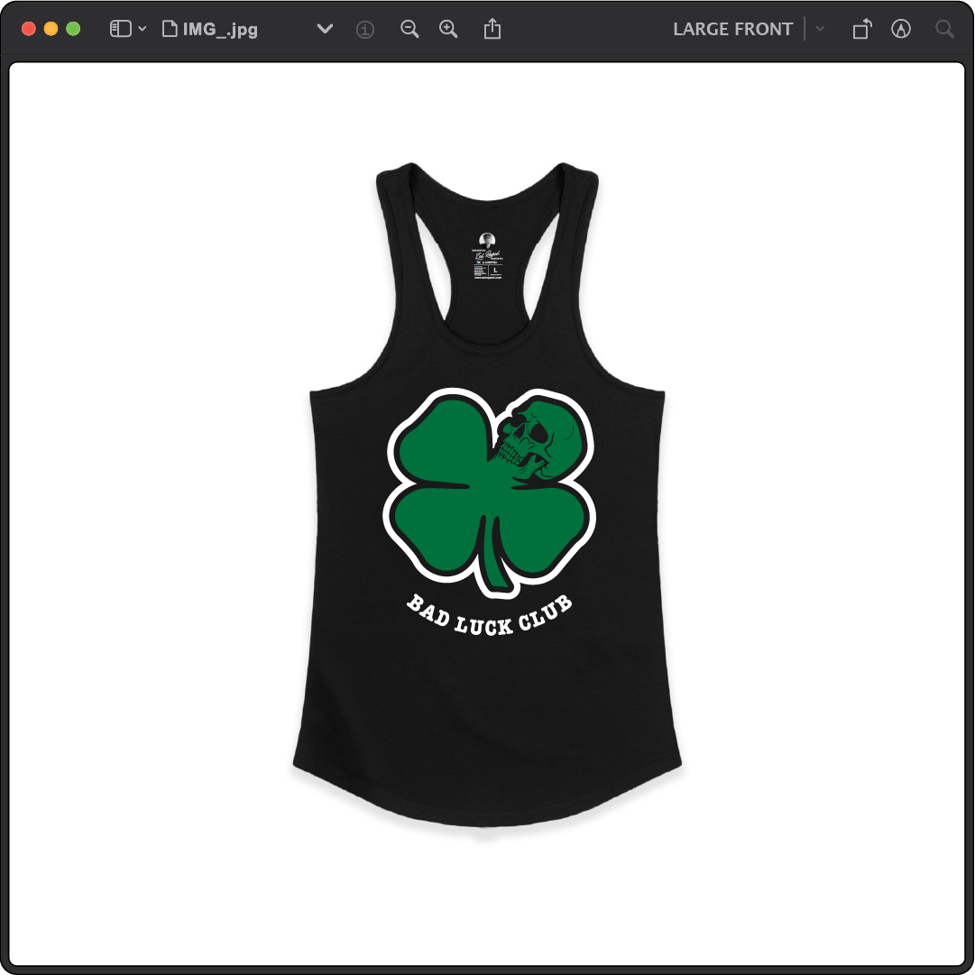 Z_DROPPED - Womens - Black - Death Clover Racer Back Tank. - By: Zed Ropped