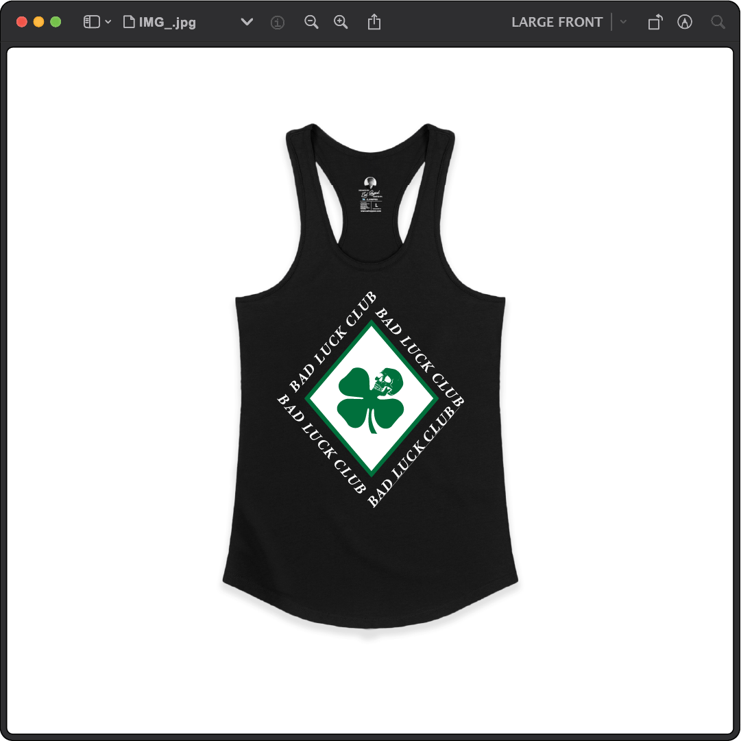 Z_DROPPED - Womens - Black - Death Clover Racer Back Tank. - By: Zed Ropped