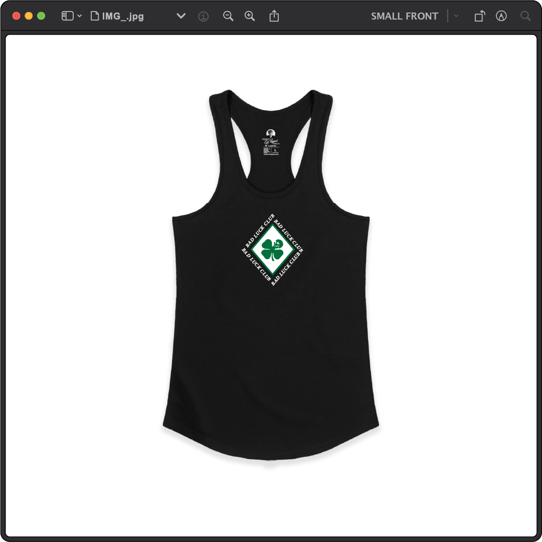 Z_DROPPED - Womens - Black - Death Clover Racer Back Tank. - By: Zed Ropped