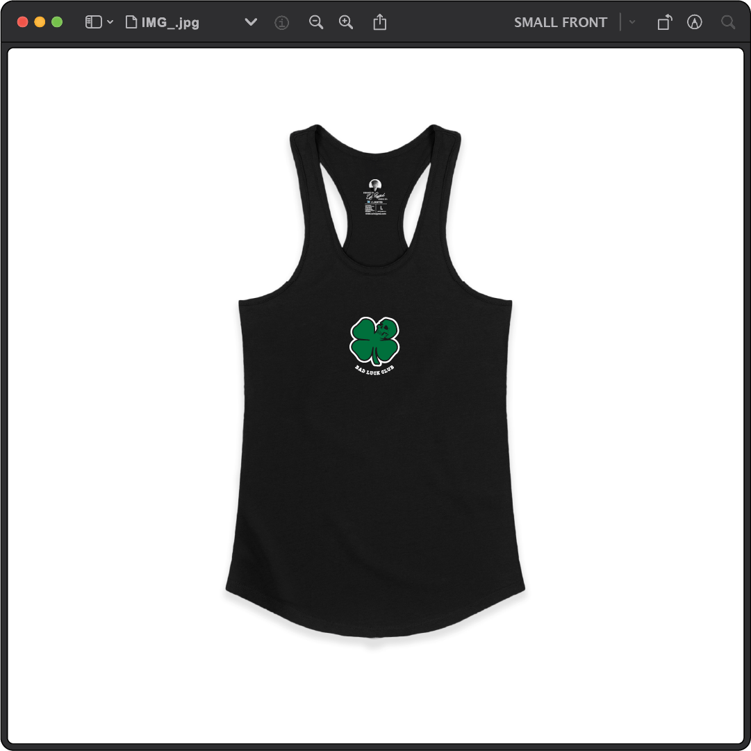 Z_DROPPED - Womens - Black - Death Clover Racer Back Tank. - By: Zed Ropped