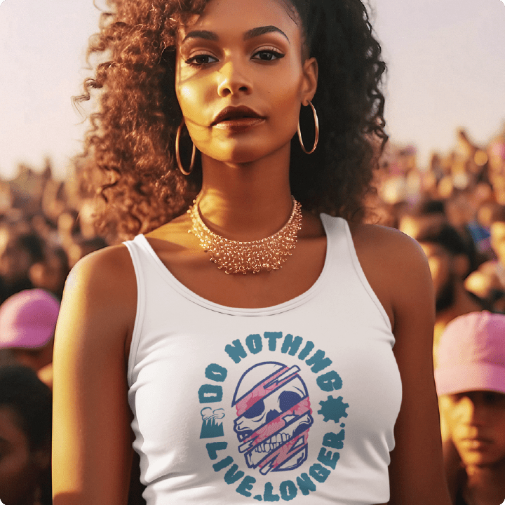 Z_DROPPED - Womens - White - Do Nothing Racer Back Tank.. - By: Fredy Santiago