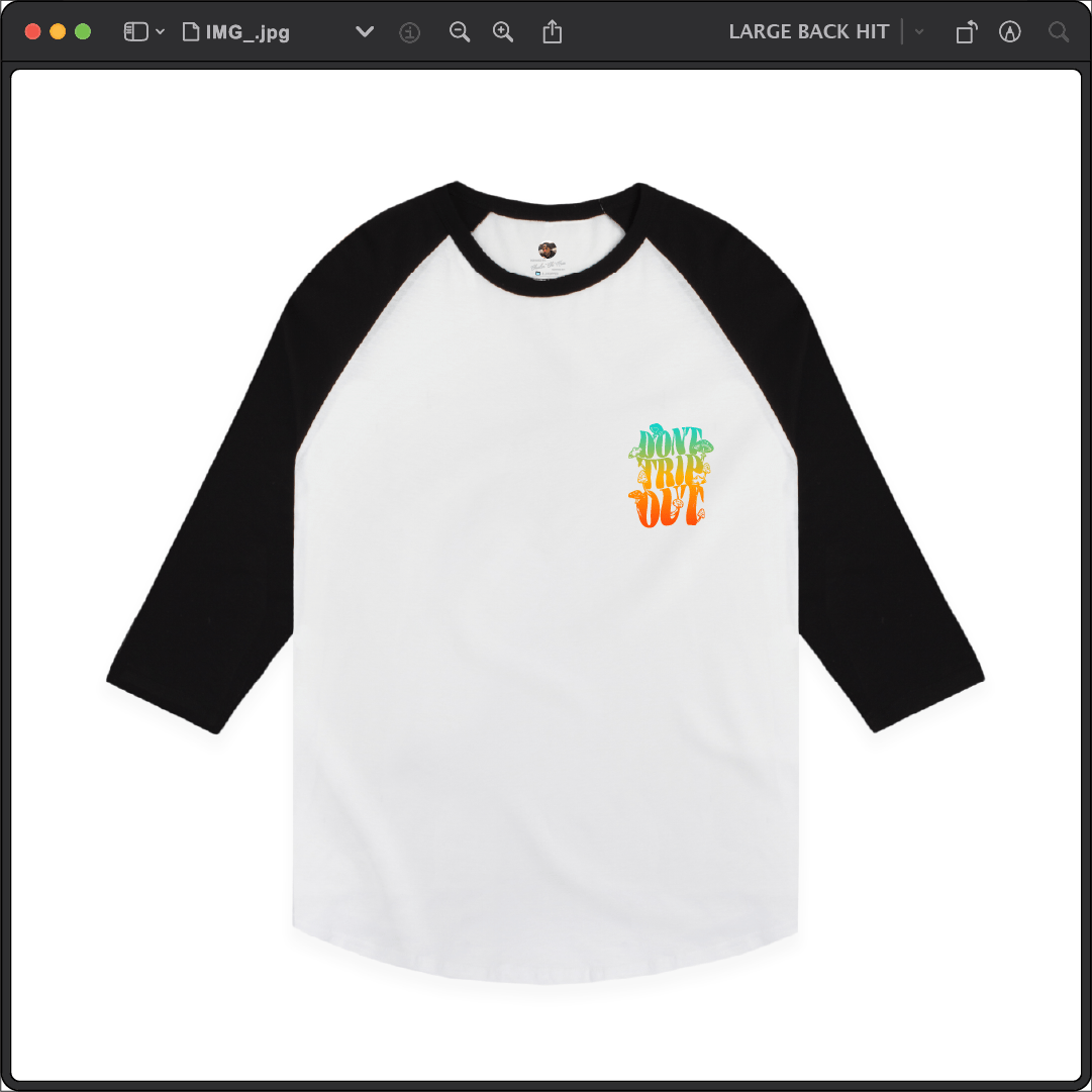 Z_DROPPED - Mens, Unisex - Black / White - Don't Trip Raglan. - By: Chi Hom