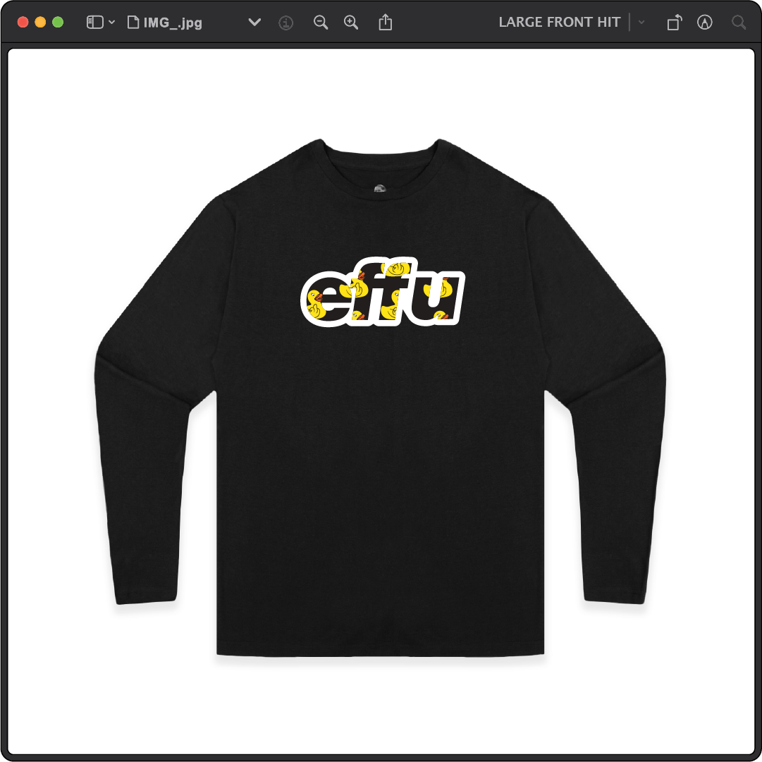 Z_DROPPED - Mens, Unisex - Black - effu Long Sleeve. - By: Keith Kuniyuki