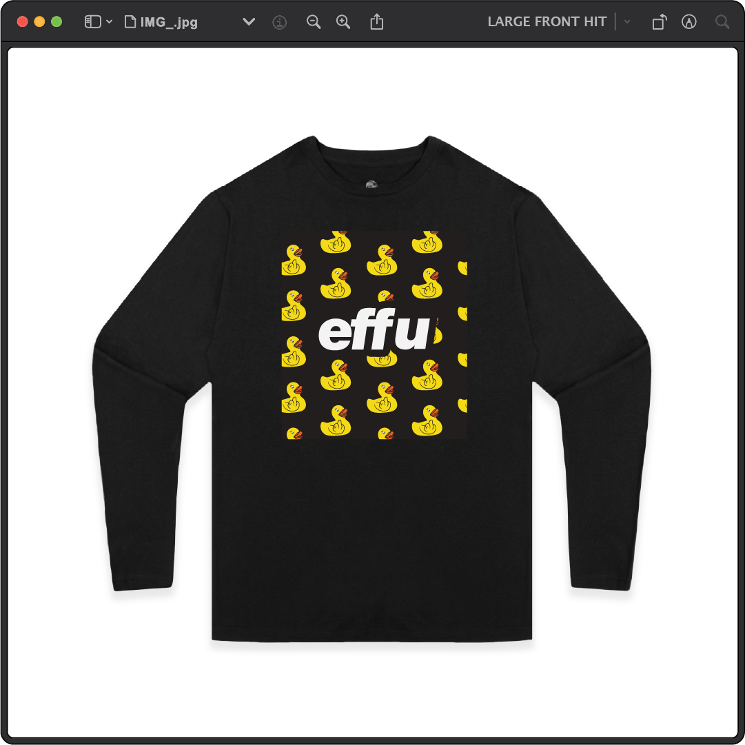 Z_DROPPED - Mens, Unisex - Black - effu Long Sleeve. - By: Keith Kuniyuki