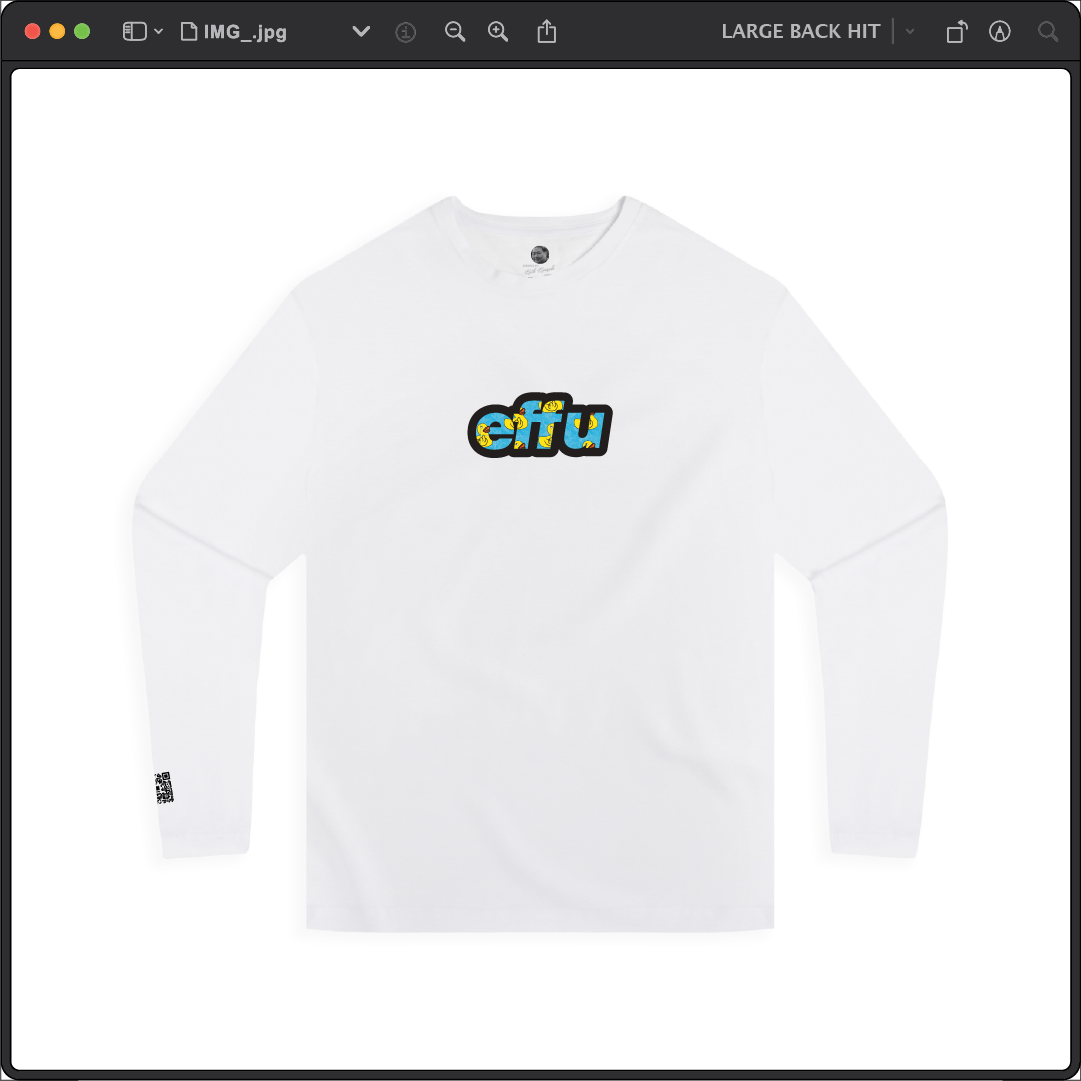 Z_DROPPED - Mens, Unisex - White - effu Long Sleeve. - By: Keith Kuniyuki