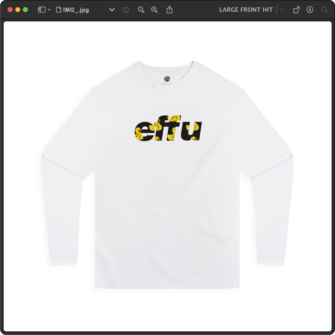 Z_DROPPED - Mens, Unisex - White - effu Long Sleeve. - By: Keith Kuniyuki