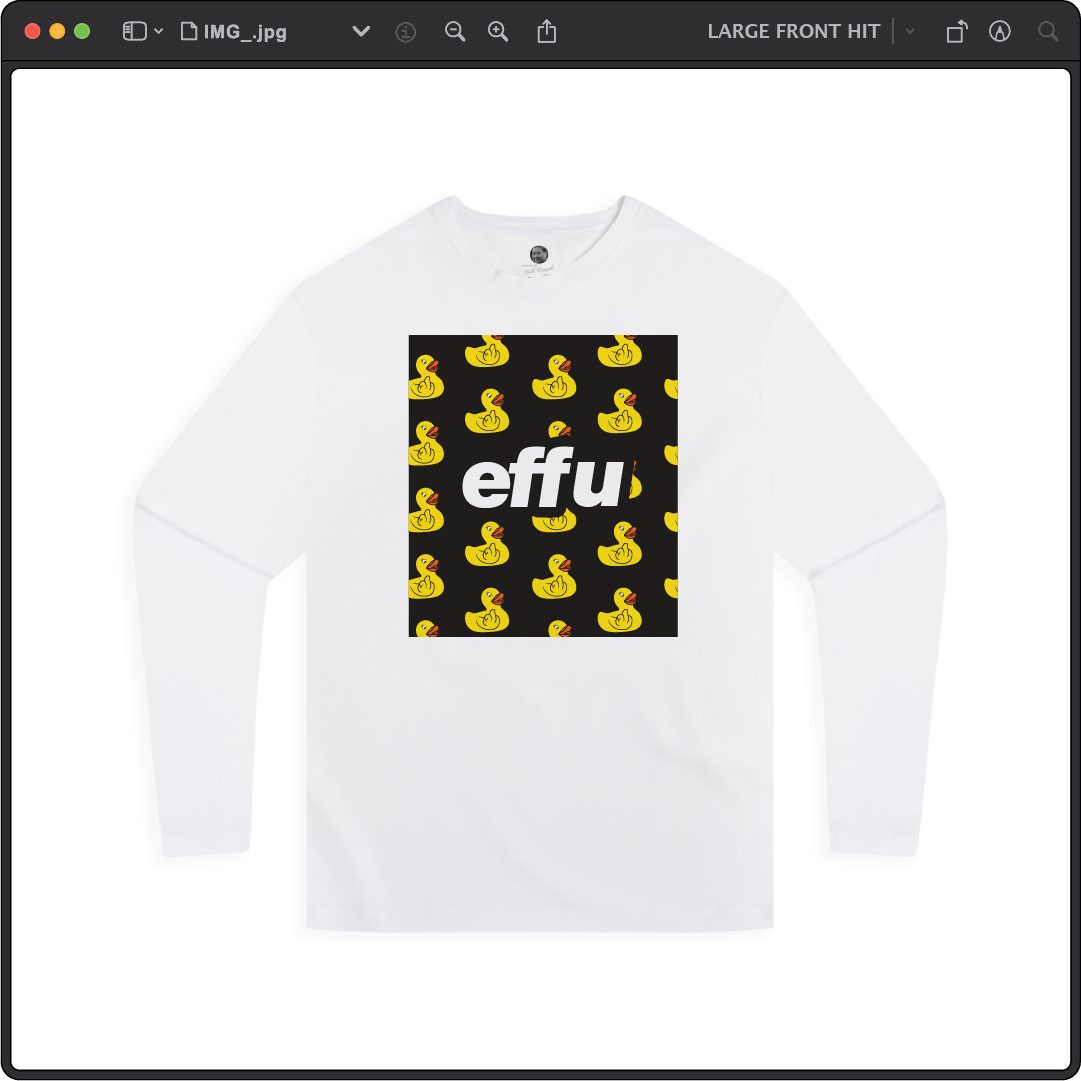 Z_DROPPED - Mens, Unisex - White - effu Long Sleeve. - By: Keith Kuniyuki