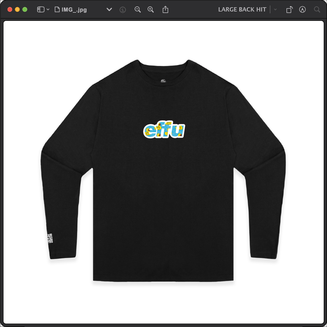 Z_DROPPED - Mens, Unisex - Black - effu Long Sleeve. - By: Keith Kuniyuki