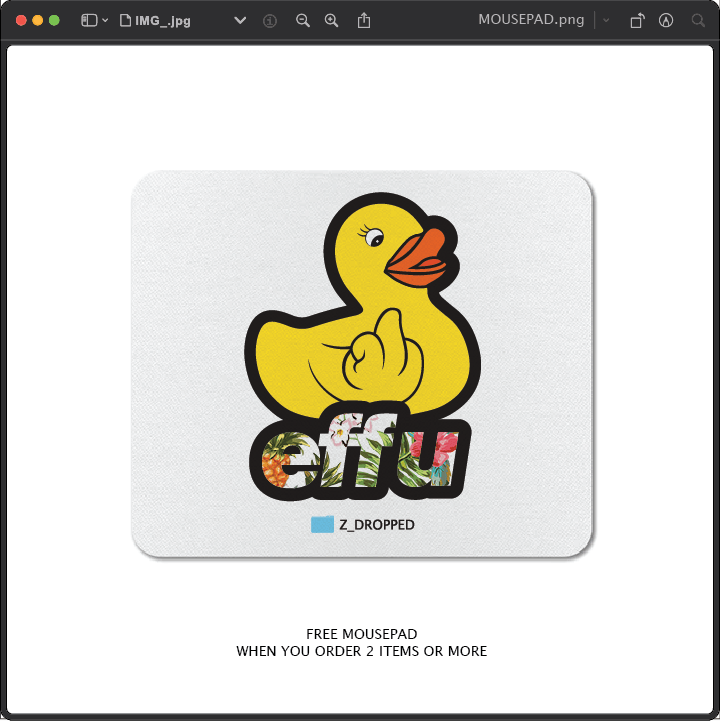 Z_DROPPED - Mens, Unisex, Women - effu Mousepad. - By: Keith Kuniyuki