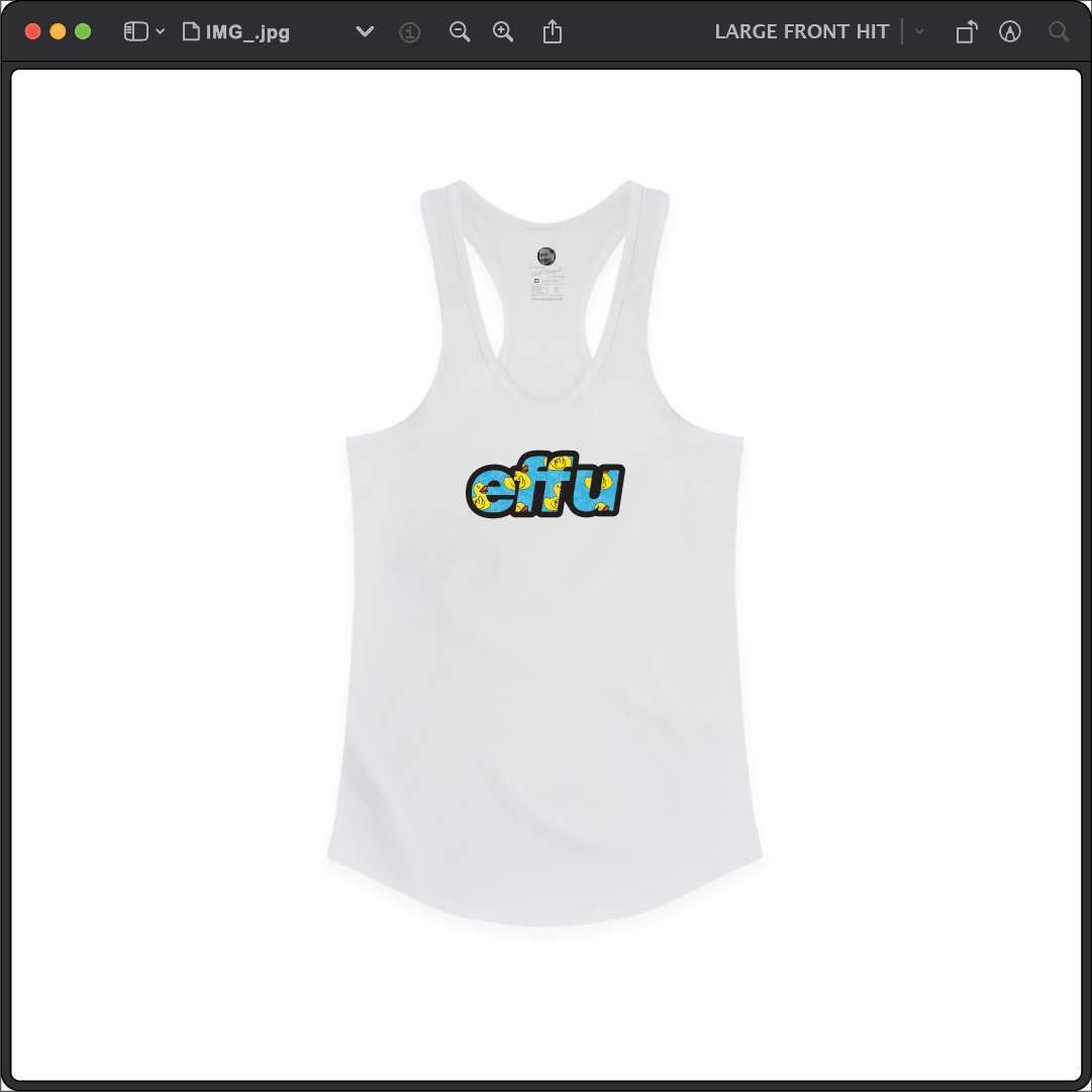 Z_DROPPED - Womens - White - effu Racer Back Tank. - By: Keith Kuniyuki