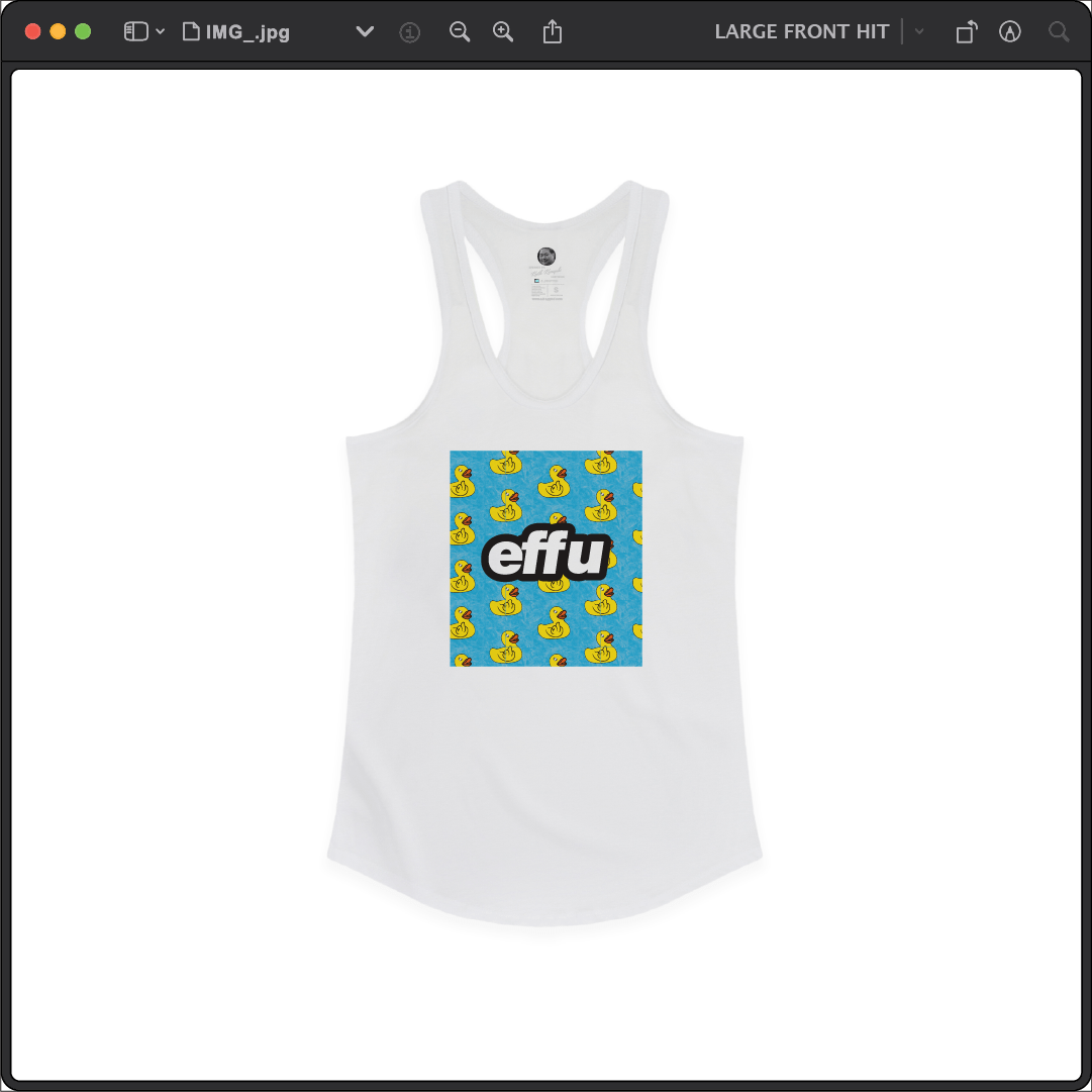 Z_DROPPED - Womens - White - effu Racer Back Tank. - By: Keith Kuniyuki