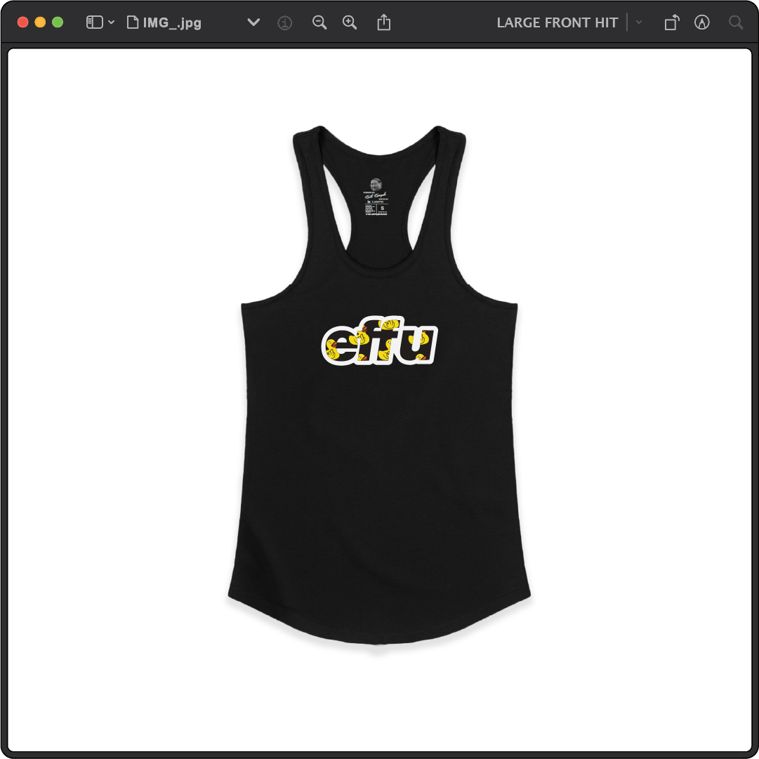 Z_DROPPED - Womens - Black - effu Racer Back Tank. - By: Keith Kuniyuki