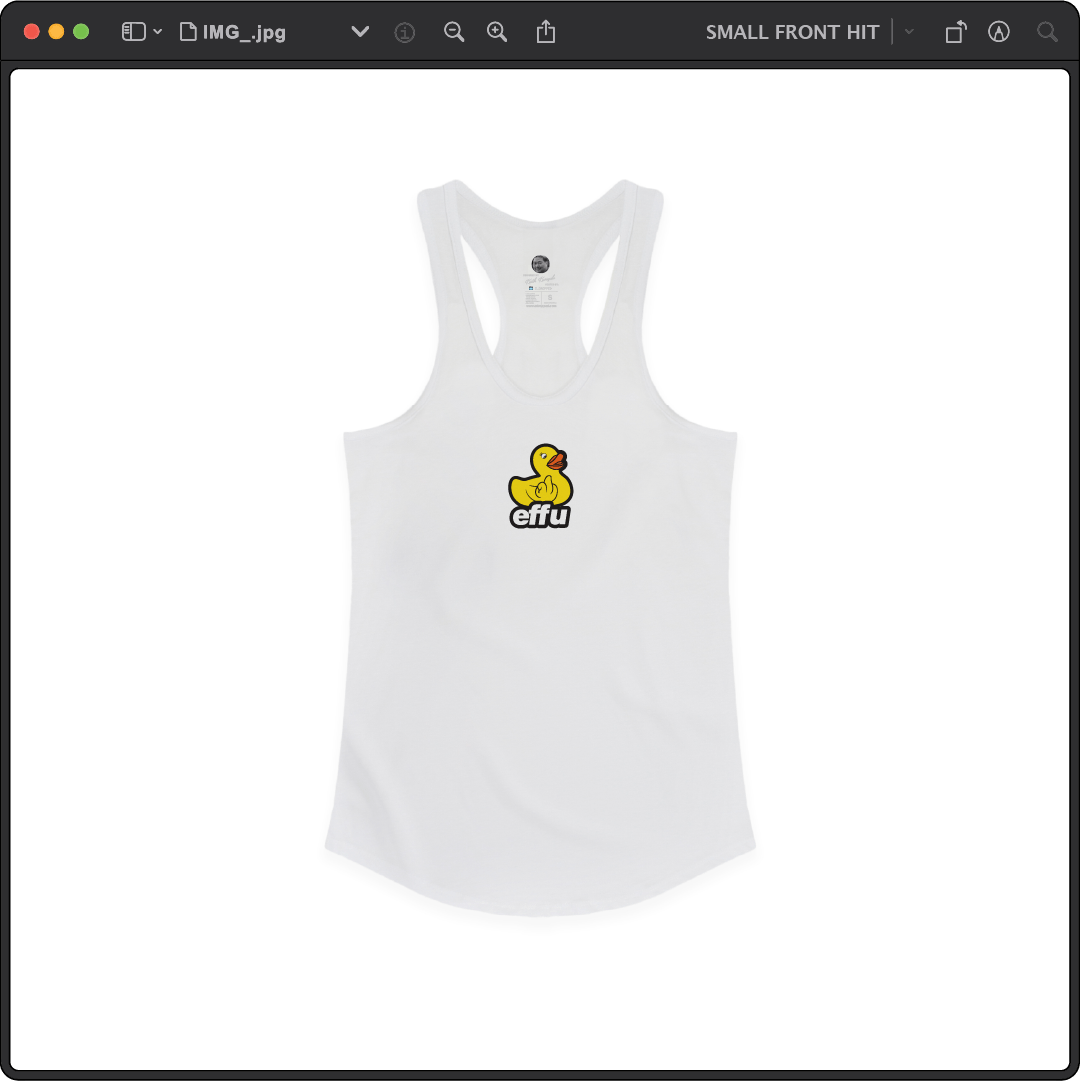 Z_DROPPED - Womens - White - effu Racer Back Tank. - By: Keith Kuniyuki