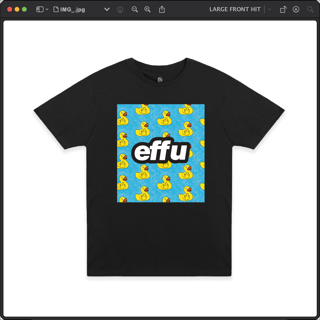 Z_DROPPED - Mens, Unisex - Black - effu Tee. - By: Keith Kuniyuki